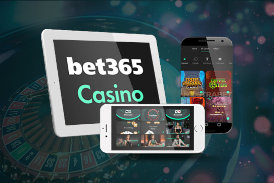 bet365 logo and game selection displayed across three mobile devices