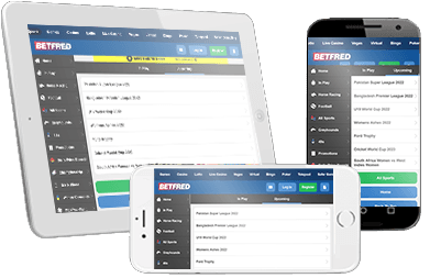 The cricket markets from betfred on various mobile devices.