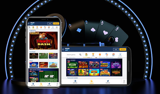 Rush Games Casino App displayed on a smartphone and a tablet