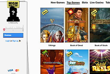 Thumb sized screenshot of the large slot games library at Highroller Casino