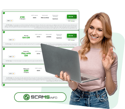 A person consulting the online casino comparison on Scams.info